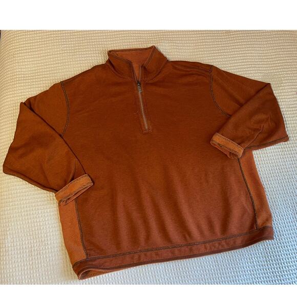 Tommy Bahama Denim Men’s Reversible Burnt Orange Half Zip Henley Sweater 3XL - Picture 11 of 13